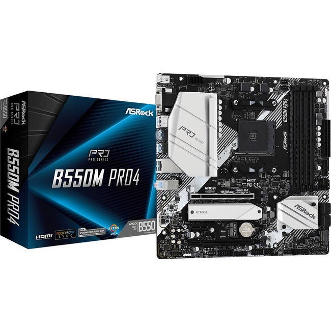 ASRock B550M Pro4 Desktop Motherboard - AMD B550 Chipset - Socket AM4 - Micro ATX ASRock B550M Pro4 Desktop Motherboard - AMD B550 Chipset - Socket AM4 - Micro ATX